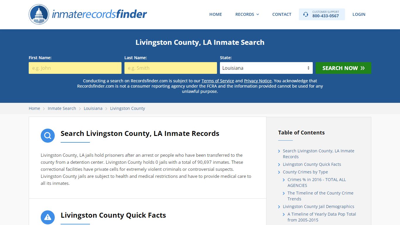 Livingston County, LA Inmate Lookup & Jail Records Online