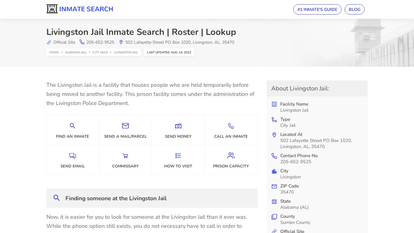 Livingston Jail Inmate Search | Roster | Lookup